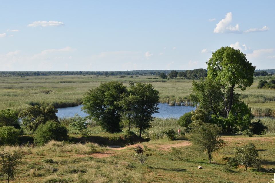 ... mit einem tollen Blick auf das Chobe Delta.